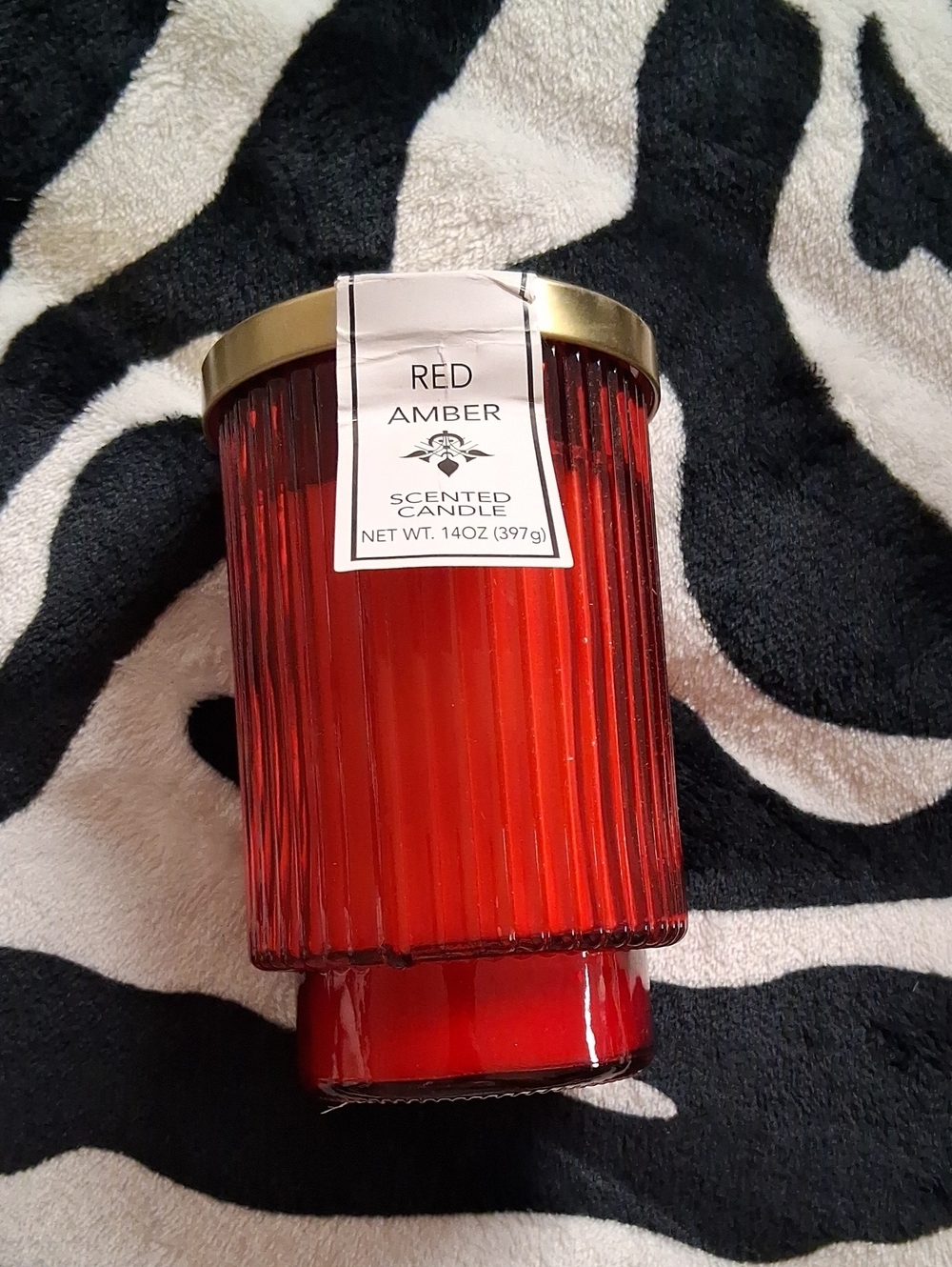 Red Amber Scented Candle - Elegant Red Glass Jar